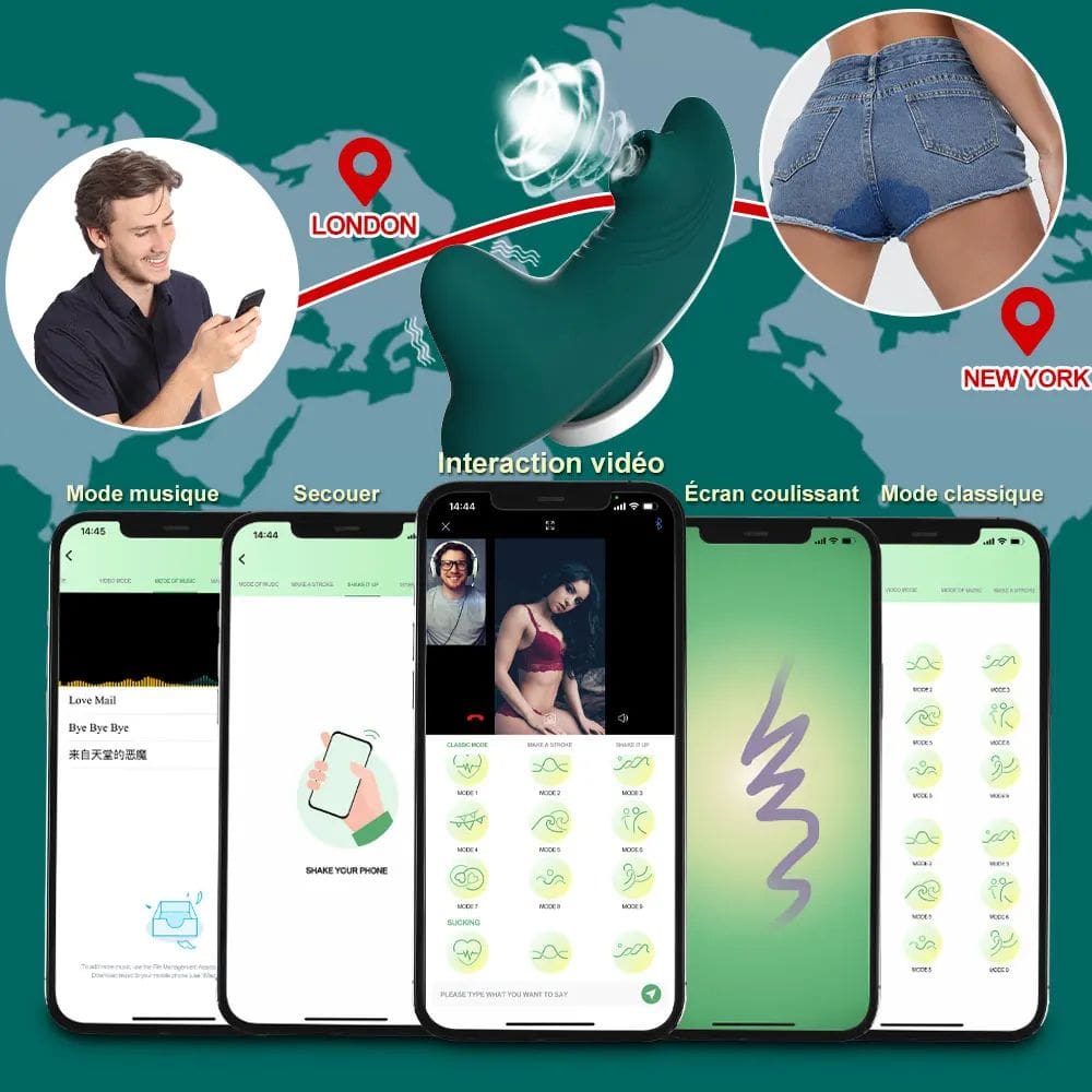 __switch:Vert Aspirateur Clitoris avec Boule Massage Appli Connecté