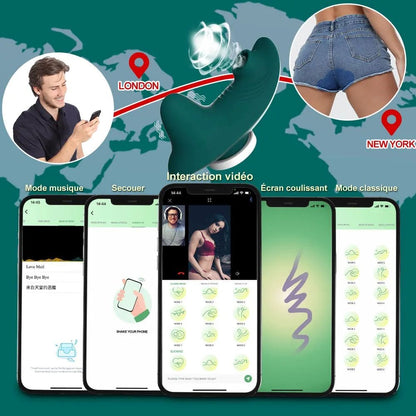 __switch:Vert Aspirateur Clitoris avec Boule Massage Appli Connecté