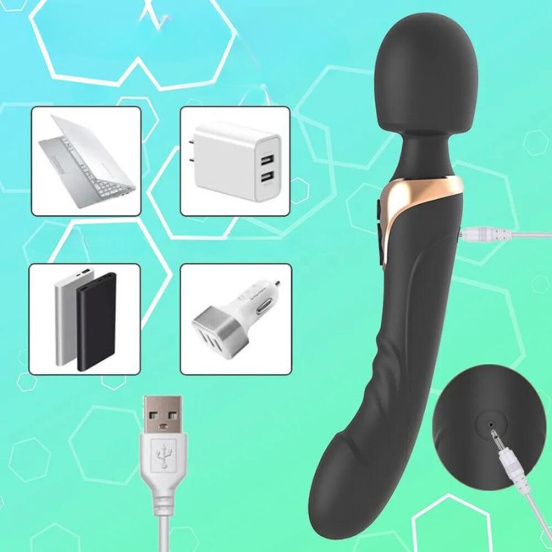 __switch:Noir Vibromasseur Baguette Magique Rechargeable