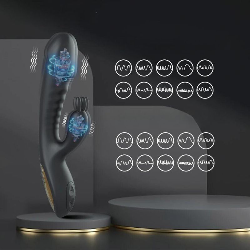 __switch:Noir Vibromasseur Rabbit Rotatif en Forme de Pénis