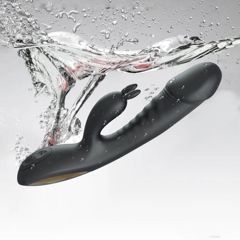 __switch:Noir Vibromasseur Rabbit Rotatif Waterproof