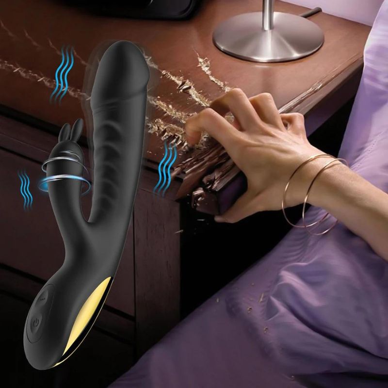 __switch:Noir Vibromasseur Rabbit Rotatif  Plaisir Intense