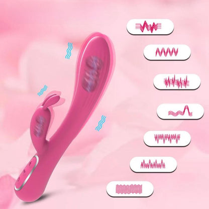 __switch:Rose Vibromasseur Rabbit Tapoteur Point G avec Plusieurs Vibrations 
