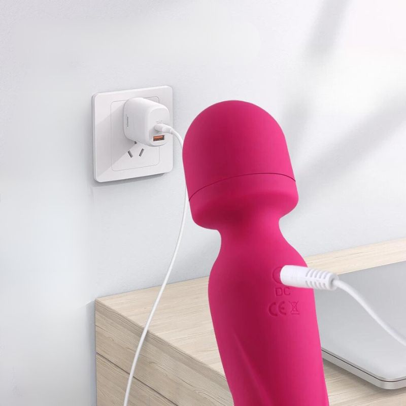 __switch:Rose Vibromasseur Wand 2 en 1 Rechargeable